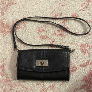 Franco Sarto Black Leather Crossbody Bag